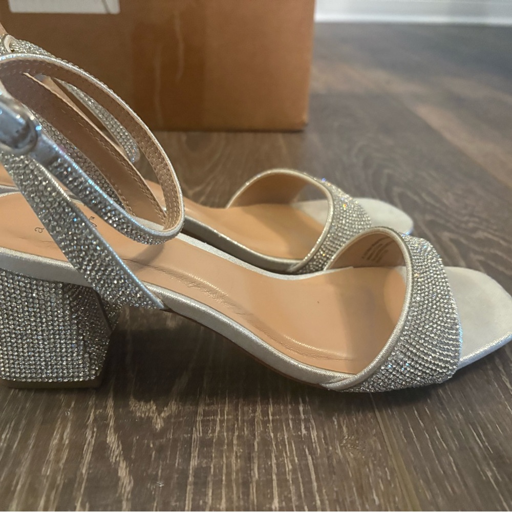 a new day Silver Rhinestone Block Heel Sandals